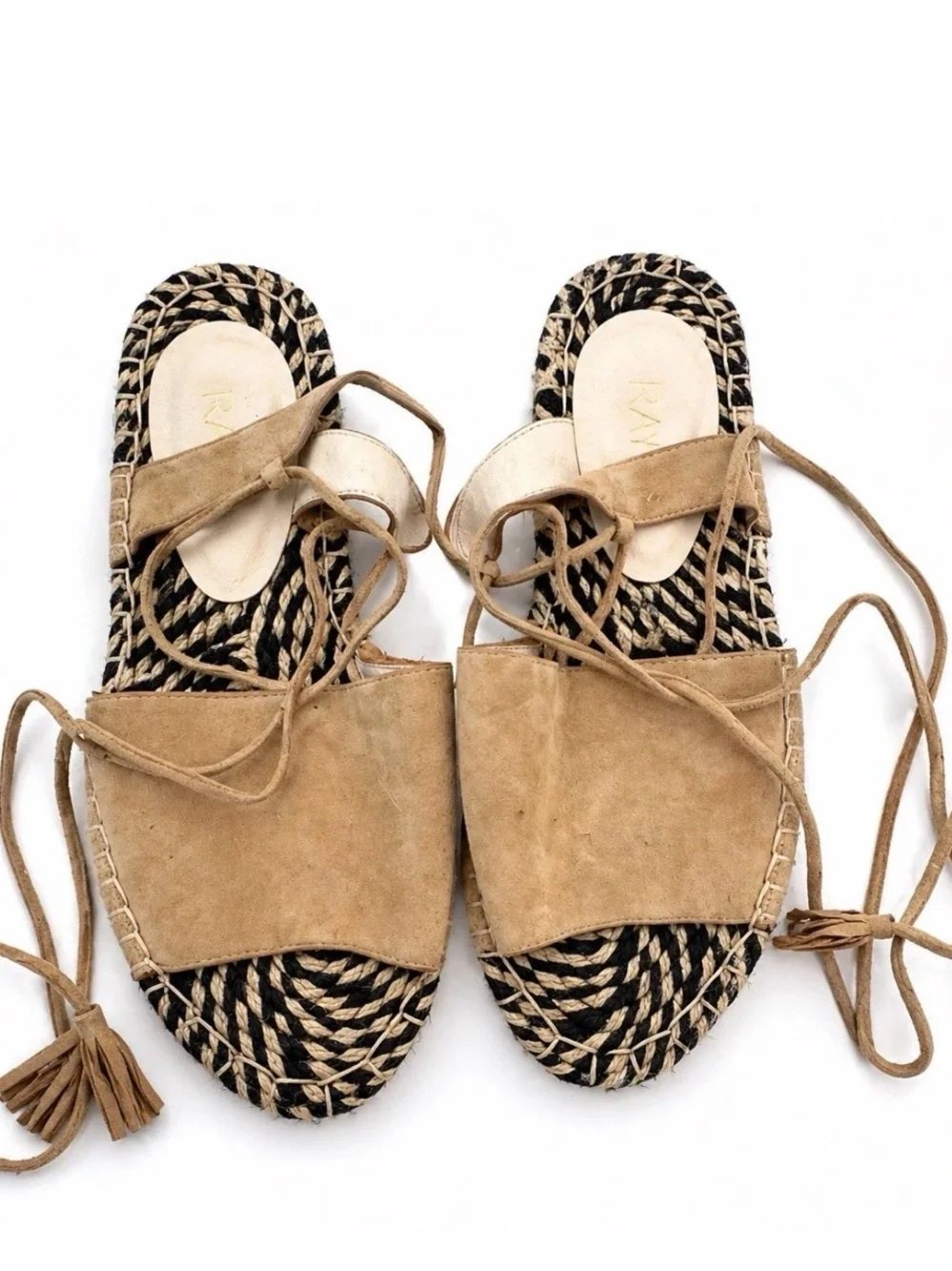 Anthropologie Espadrille Wrap Sandals Boho Womens Size 10 Tan